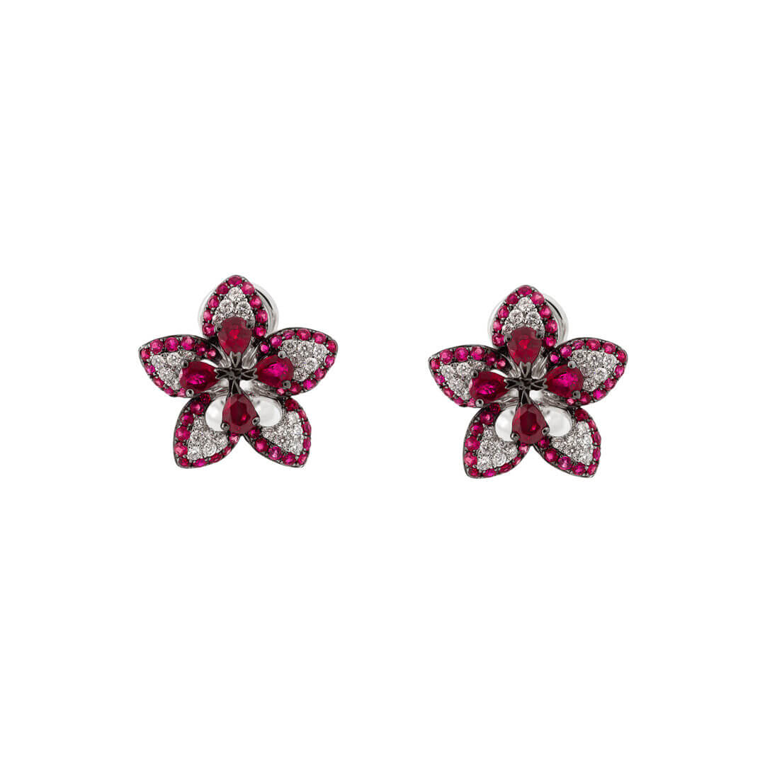  Notre Dame Ruby Diamond Earrings