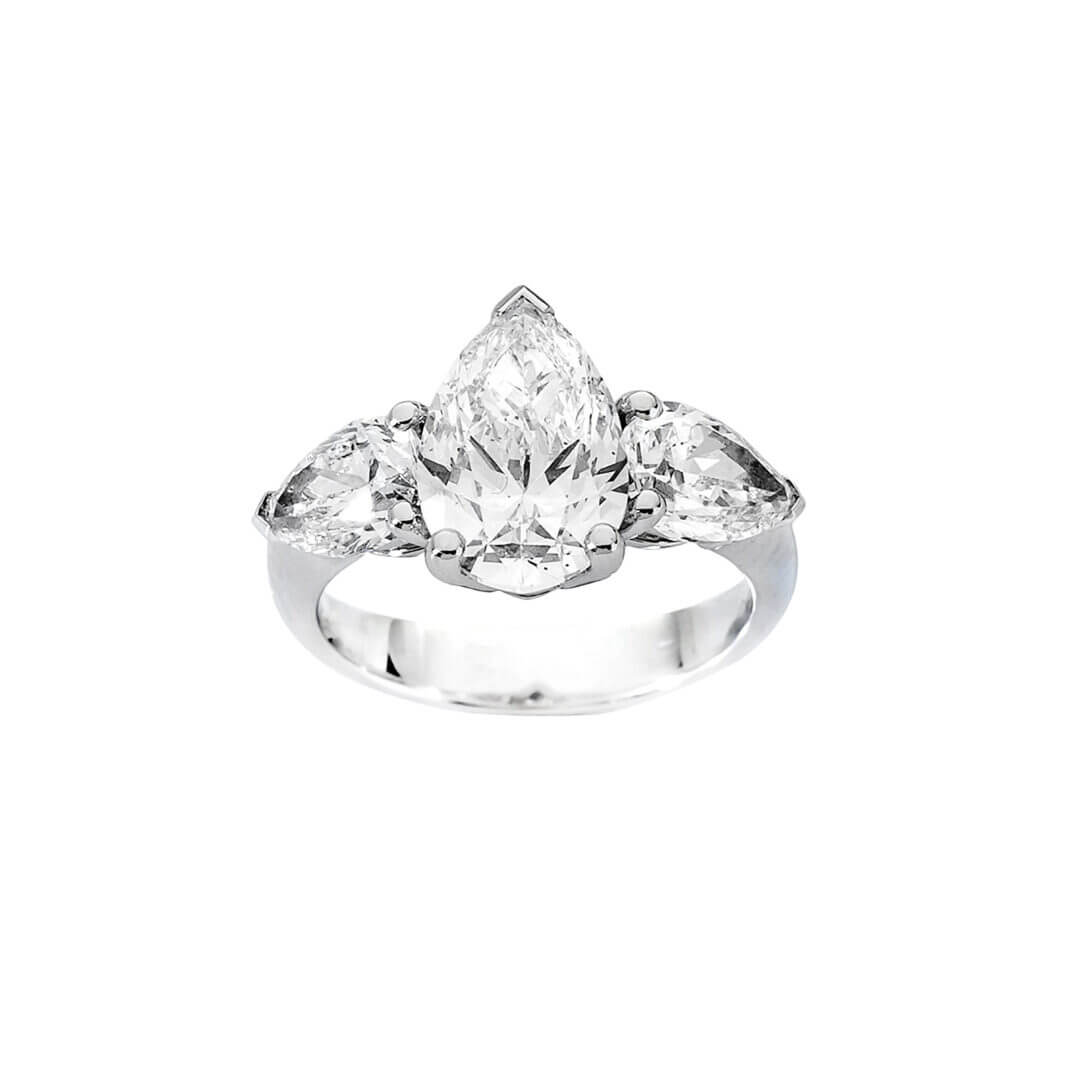  Pear Three-Stone Ring With Pears