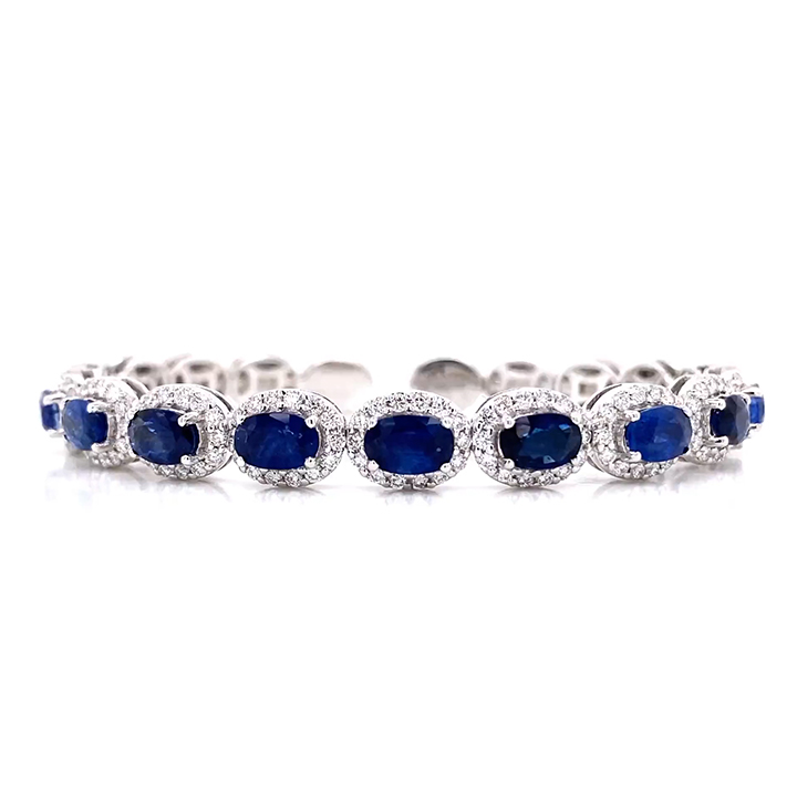  Royal Blue Sapphire and Diamond Cuff